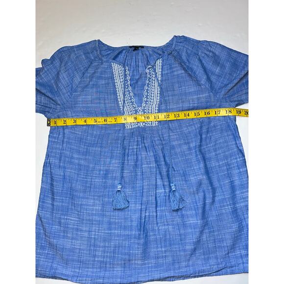 Talbots Women’s Size Small Embroidered Eyelet Tassel Tie Top Peasant Blouse - Picture 6 of 8